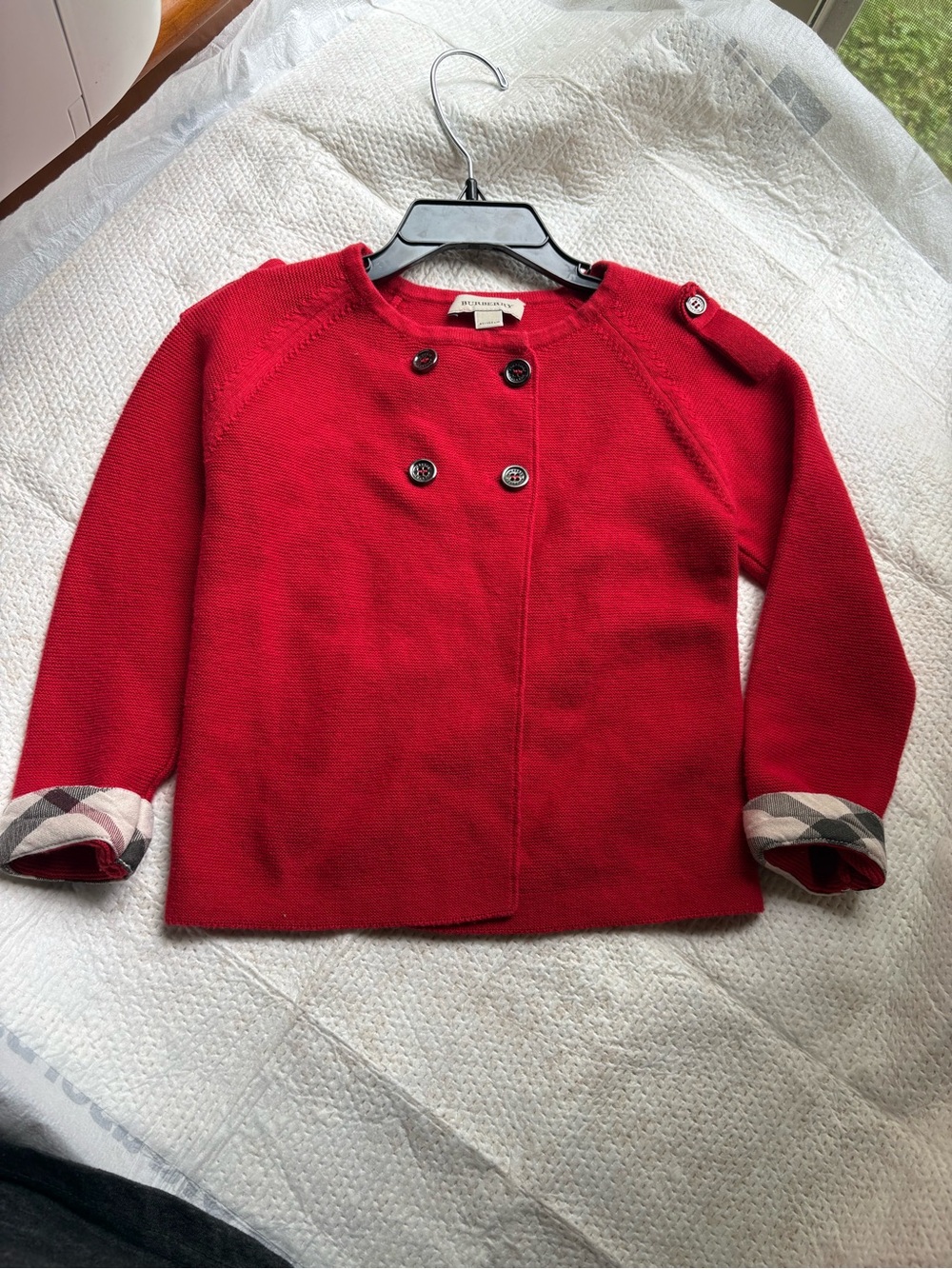 Burberry Red Double-Breasted Knit Jacket